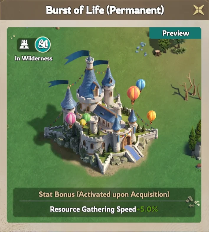 The Burst of Life City Skin seen on the world map in the wilderness